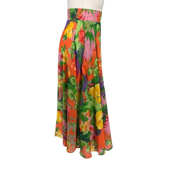 Mods Int’l Semi Sheer Wrap Full Skirt Midi Floral Size 6 Colorful Beach - Picture 3 of 10